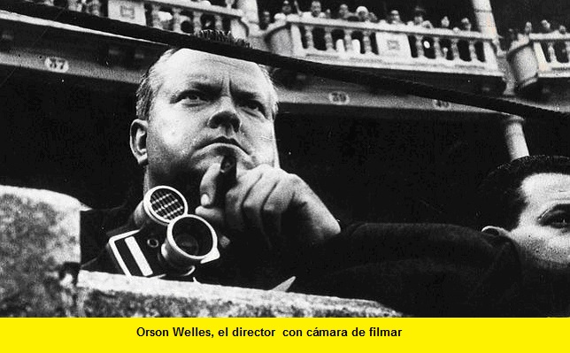 orson welles en la plaza de toros con camara de filmar